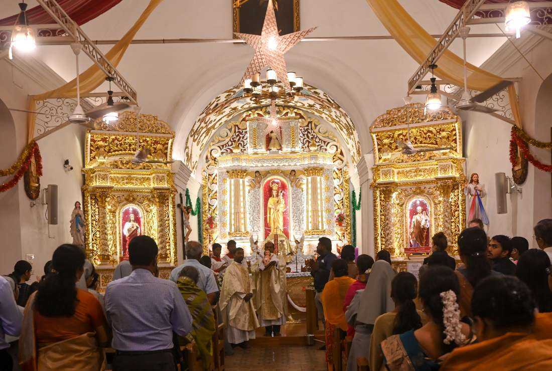Indian Christians gather for Christmas Eve Mass at the Our Lady of Light Church in Chennai, Tamil Nadu, on Dec. 24, 2022