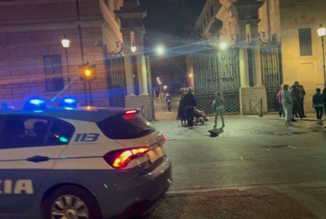 A police car is pictured near the Sant'Anna entrance at Vatican City