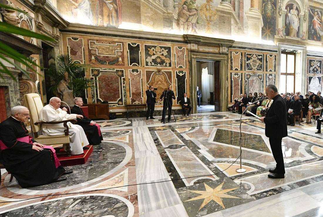 Pope Francis is pictured during the 'Global Aesthetics of the Catholic Imagination' conference held at the headquarters of 'La Civiltà Cattolica' from May 25-27, 2023