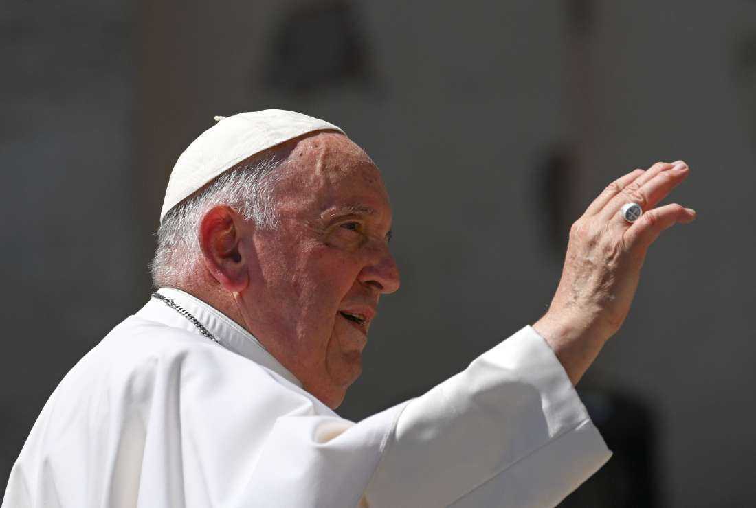 Pope Francis waves as he leaves at the end of the weekly general audience on June 7 at St. Peter's square as in The Vatican