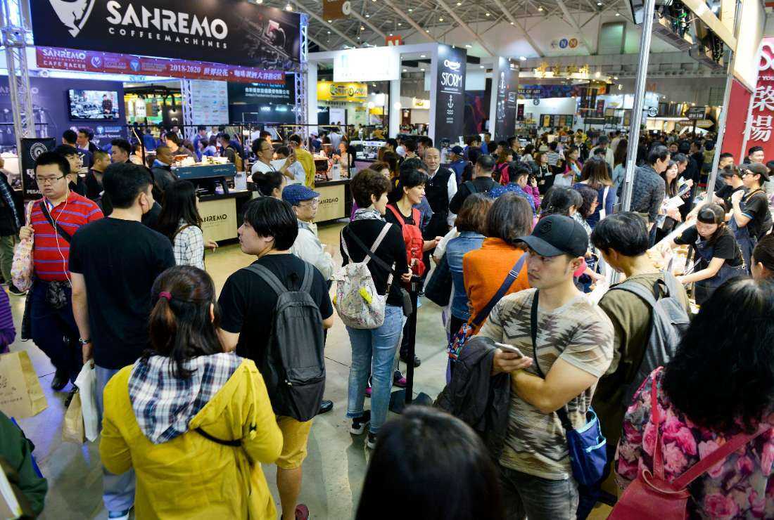 This general view shows visitors to the Taiwan International Tea, Coffee and Wine Expo in Taipei on Nov. 19, 2018