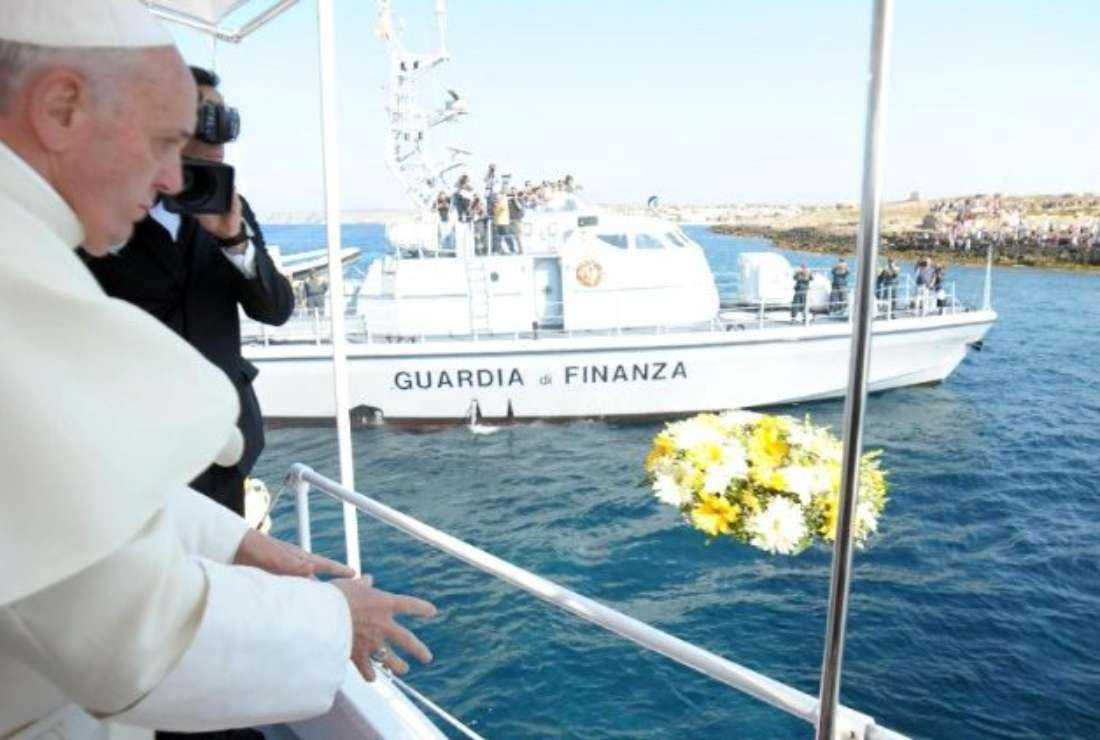 Pope Francis threw a bouquet of flowers into the Mediterranean in 2013 in memory of migrants who died at sea