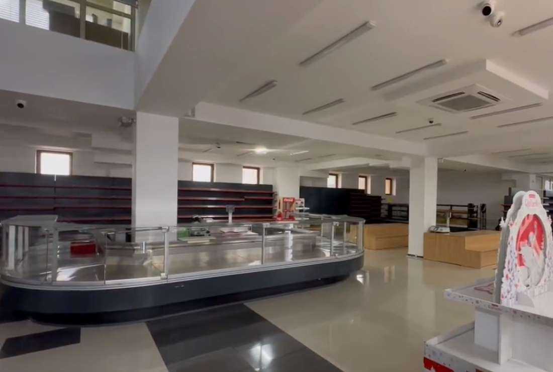 A screen grab from a video on Twitter shows the empty racks in a supermarket located at Stepanakert in the Nagorno-Karabakh area in Azerbaijan