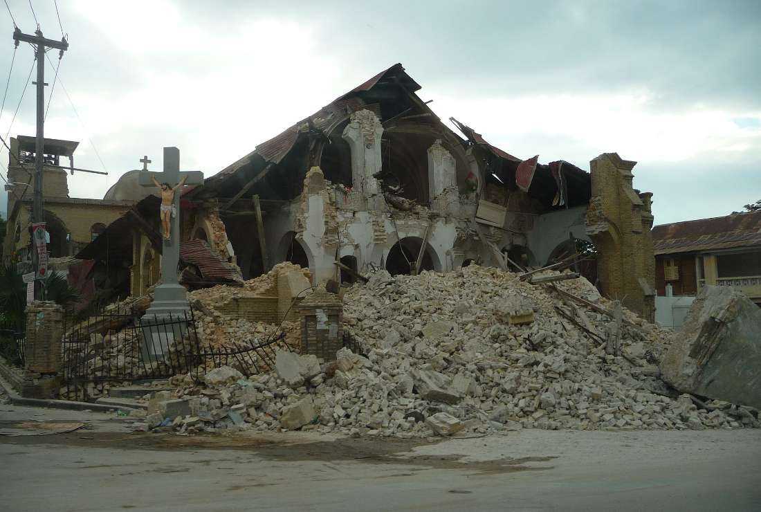 An undated photo of a church located in Port au Prince, Haiti is seen destroyed after an earthquake