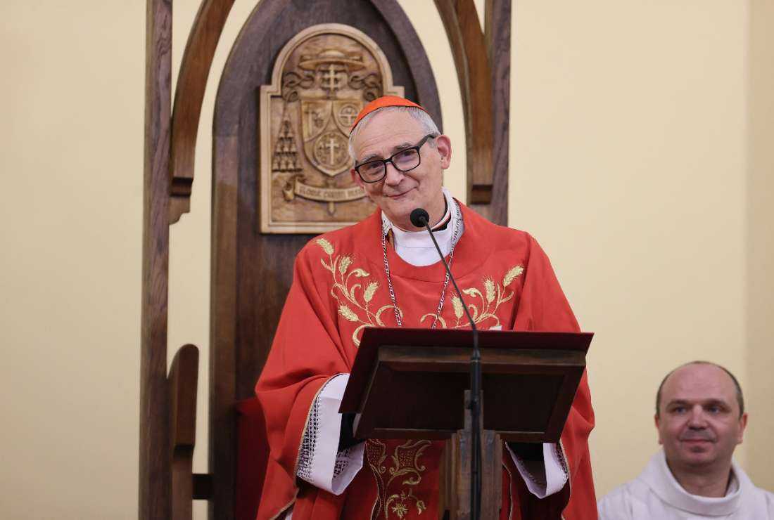 Italian Cardinal Matteo Zuppi, Pope Francis' Ukraine peace envoy, leads a mass at the Cathedral of the Immaculate Conception of the Holy Virgin Mary in Moscow on June 29