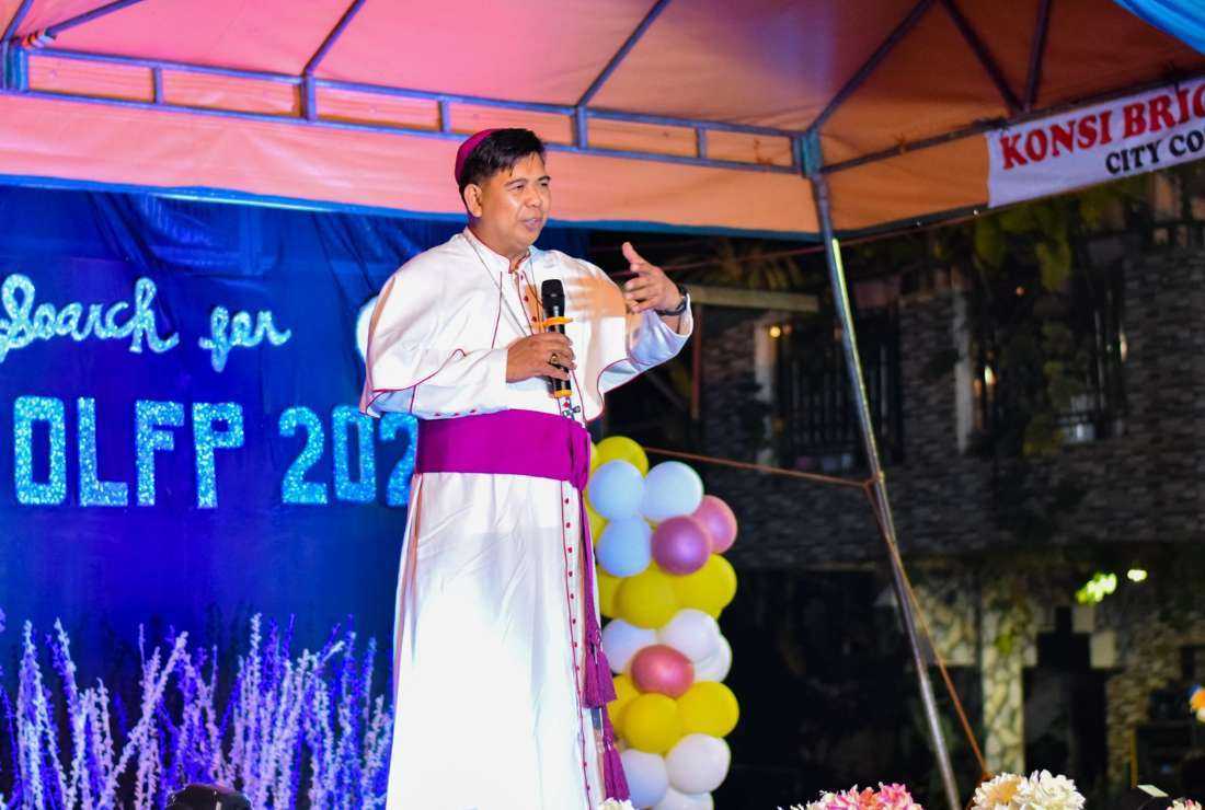 Rogelio Martinez, who claimed himself as Pope Michael II, speaks during a program in Bulacan province of the Philippines in this undated image