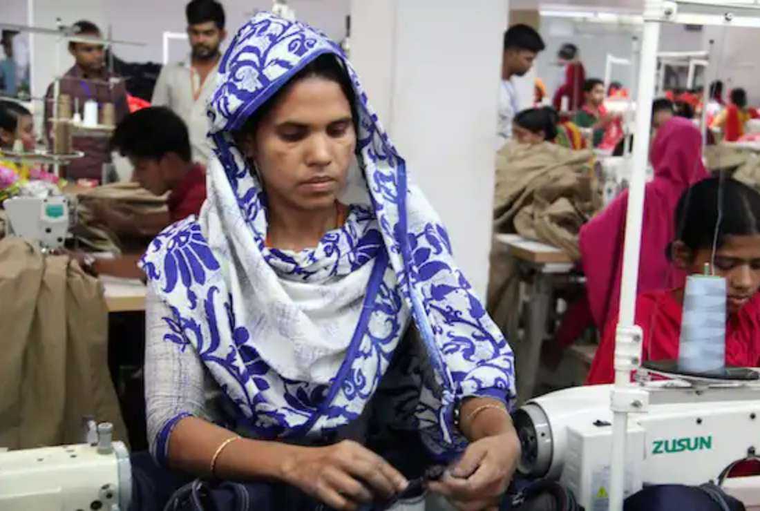 A female worker is pictured inside a textile factory in Dhaka in this file photo. Bangladeshi cricketer Tanzim Hasan Sakib has come under fire recently for his Facebook posts ridiculing the empowerment of women including employment and free movement. 