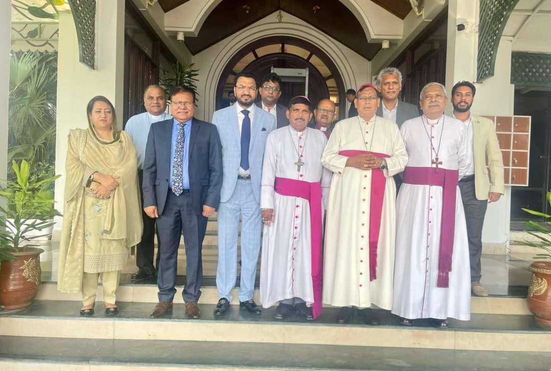 Ejaz Alam Augustine (second from left, front row) with Catholic and Protestant bishops in Islamabad on Sept. 11.