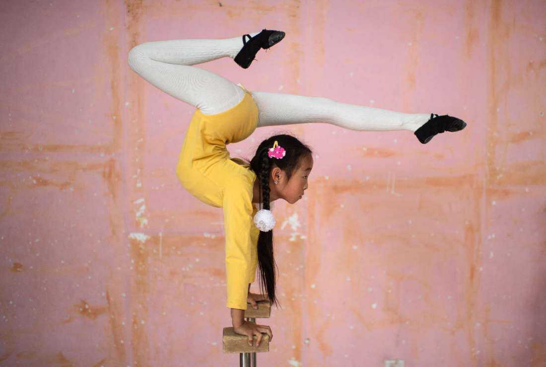 In this picture taken on Sept. 5, a student practices contortionism at the Flower Studio in Ulaanbaatar.