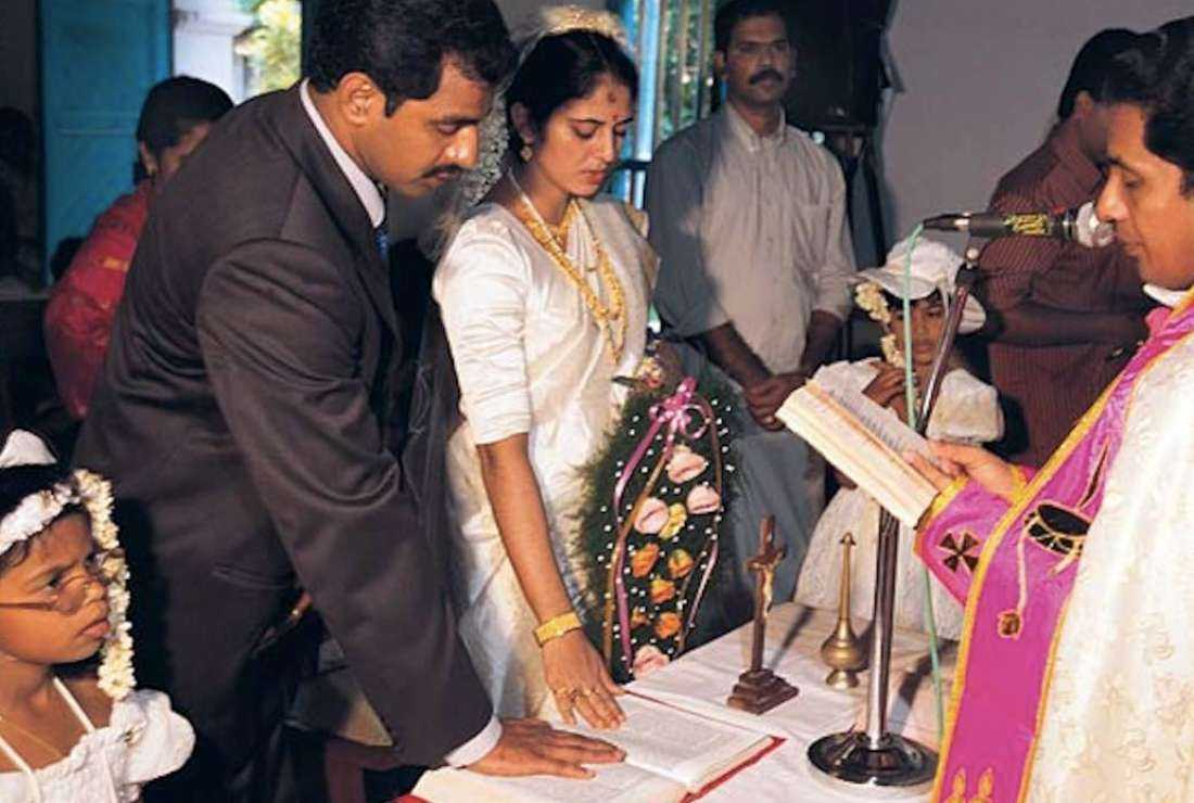 A representative picture of a bishop blessing a Christian marriage in a Kerala Church 