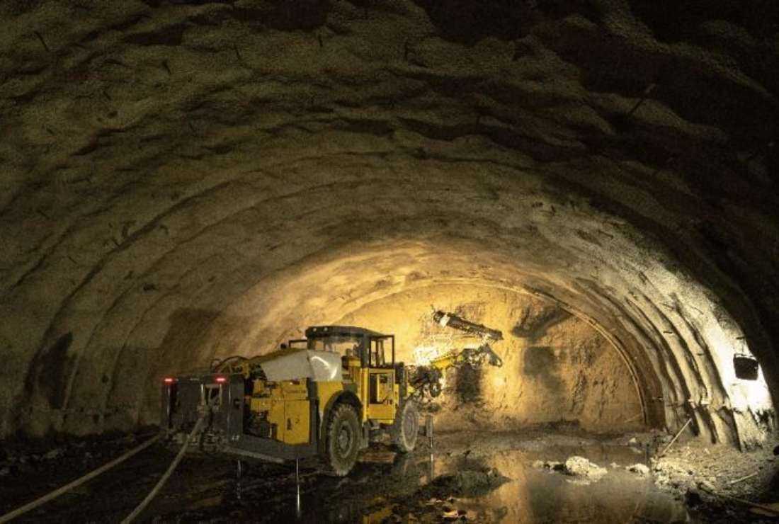 A file photo shows the tunneling work in progress in the Char Dham Railway Tunnel project, India.