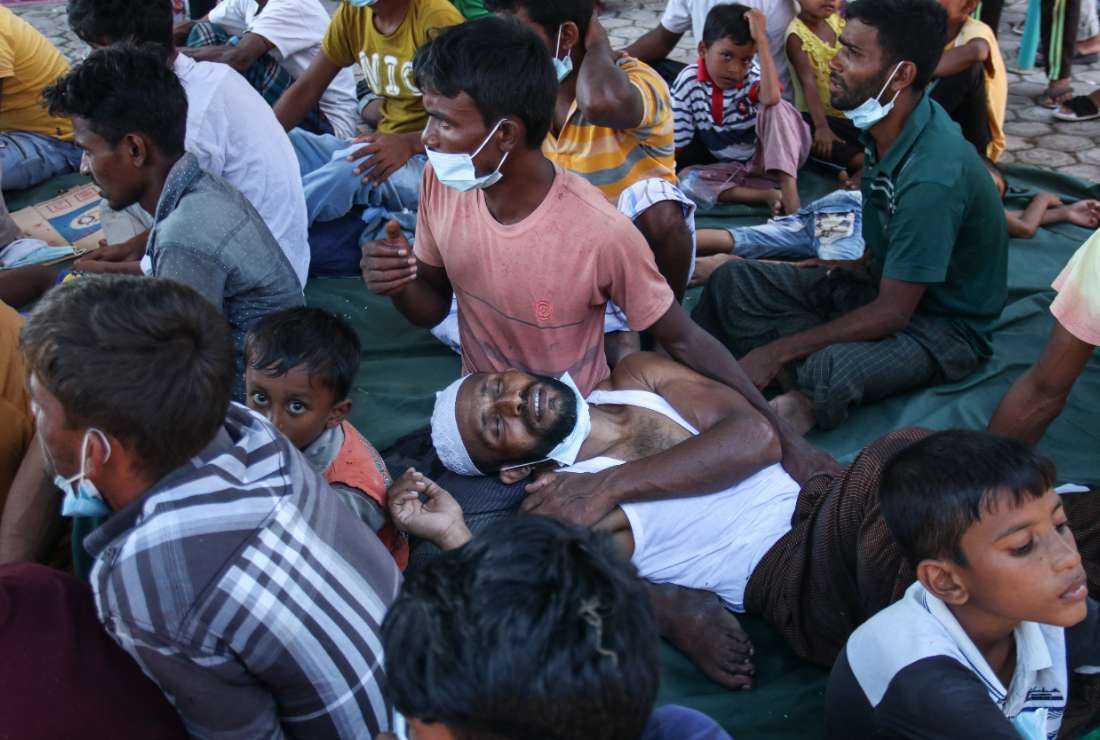 Newly arrived Rohingya refugees rest at a local prayer hall in Kulee, Aceh, on Nov. 19. (Photo: AFP)
