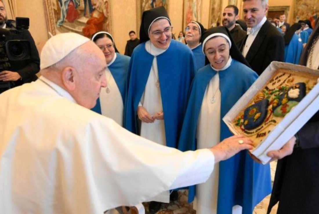 Pope Francis with members of the Pontifical Marian Academy.