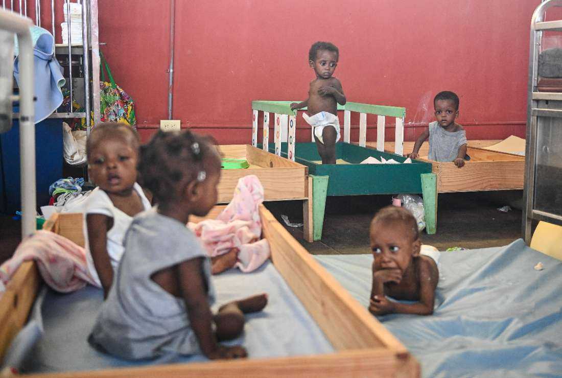 Infants and toddlers suffering from malnutrition are treated at the Fontaine Hospital Center in the Cite Soleil slum in Port-au-Prince on Aug. 4