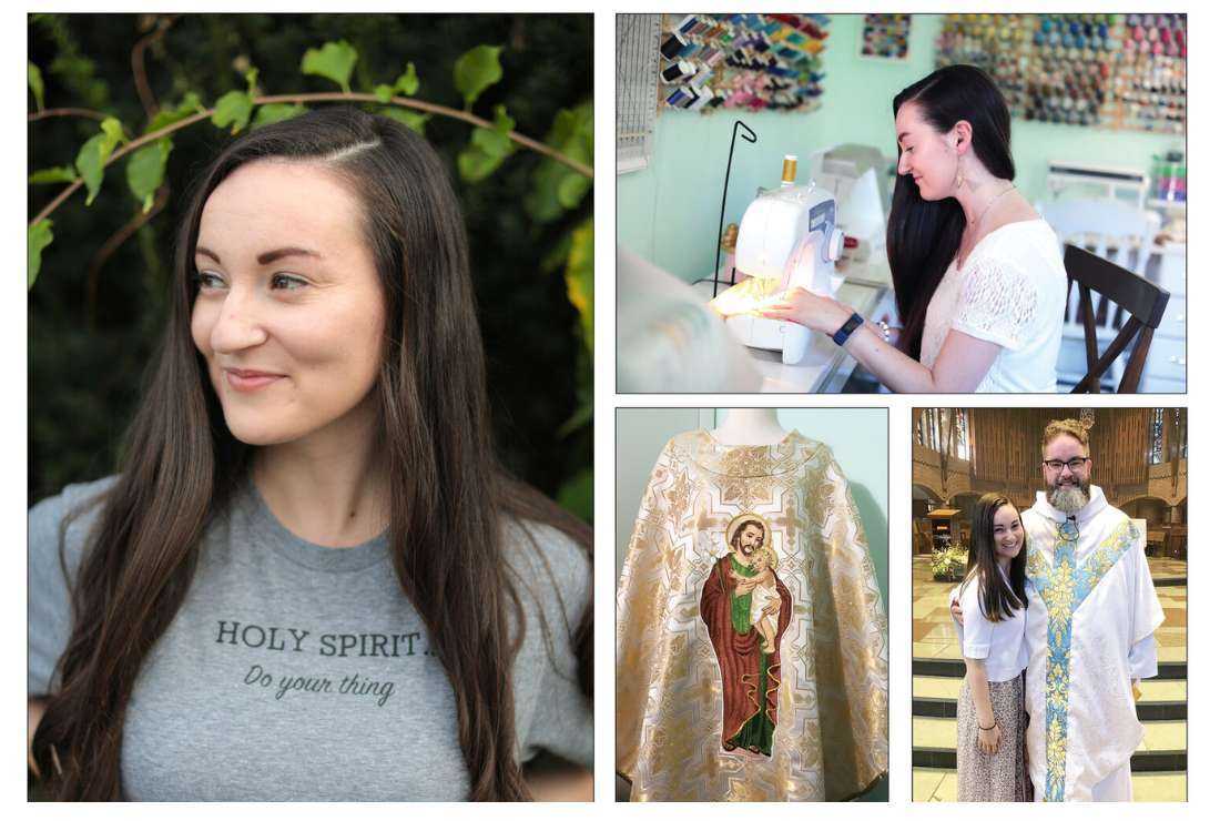 Emily Boni, a parishioner of St. Joseph Church in Woonsocket, is a seamstress using her skills for good by working with priests to design beautiful vestments for their ordination day, first Masses and other Holy Masses at the altar. 