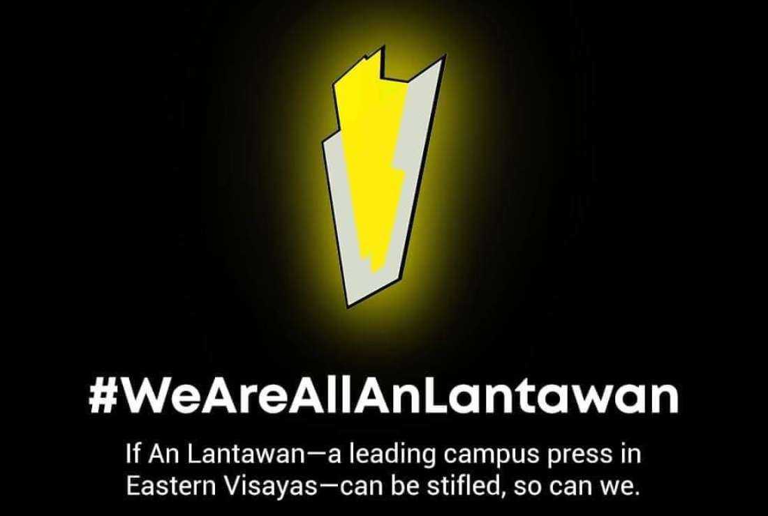 A poster available on social media condemns the alleged squeezing of 'An Lantawan,' the student publication of Leyte Normal University in Tacloban city of the central Philippines by the management.