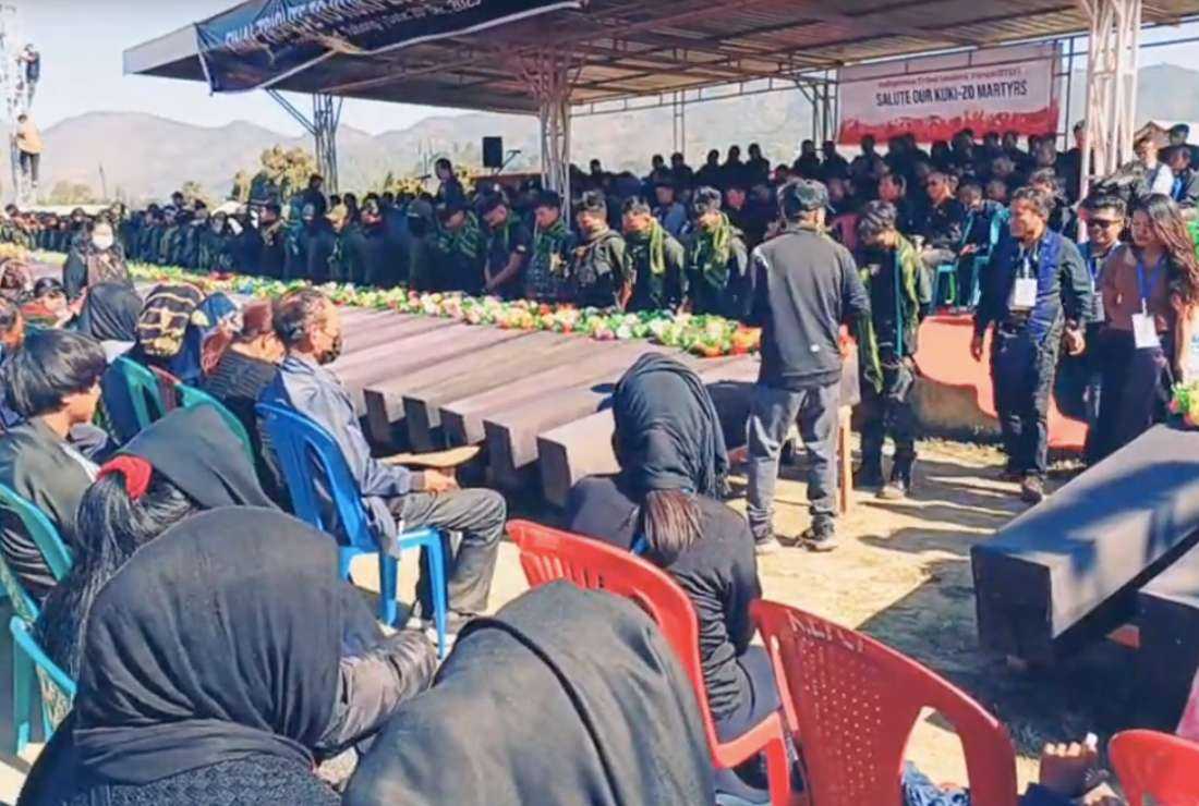 Relatives prepare for the burial of 87 tribesmen killed during sectarian violence in Manipur on December 20, eight months after ethnic violence erupted in the northeastern Indian state.