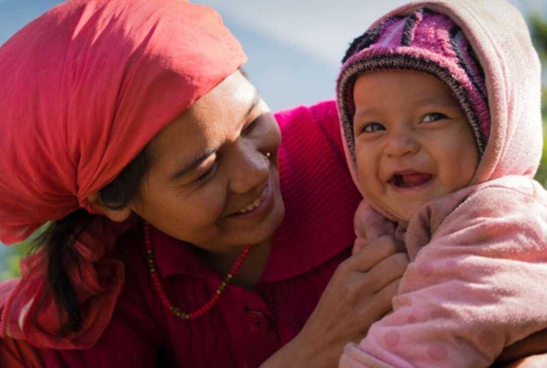 A Nepali mother is seen with her child.