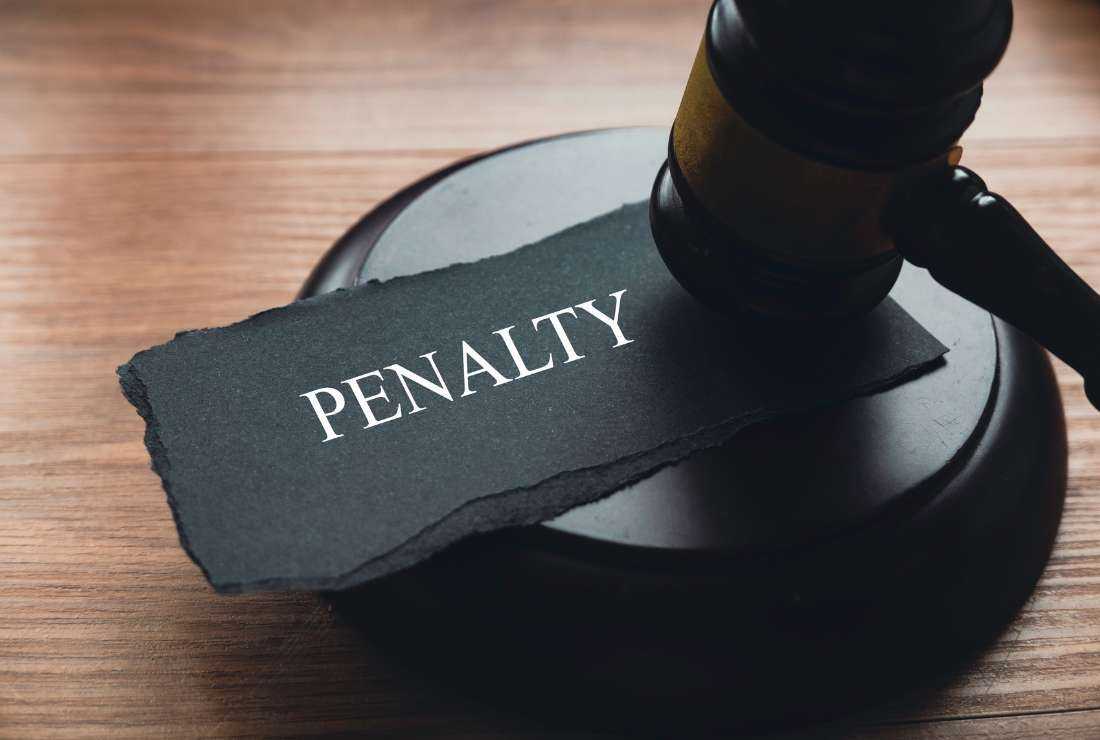 A representative image shows a gavel near the word penalty