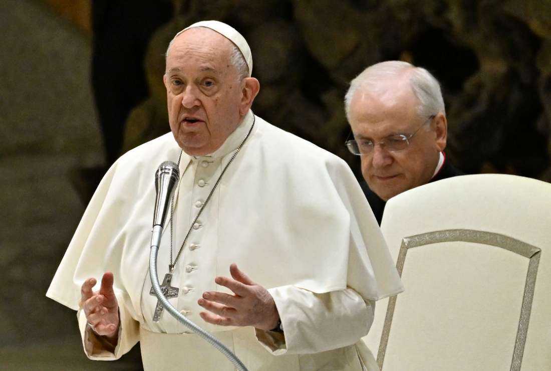 Pope Francis delivers a speech during his weekly general audience at Paul-VI hall in the Vatican on Dec. 6.