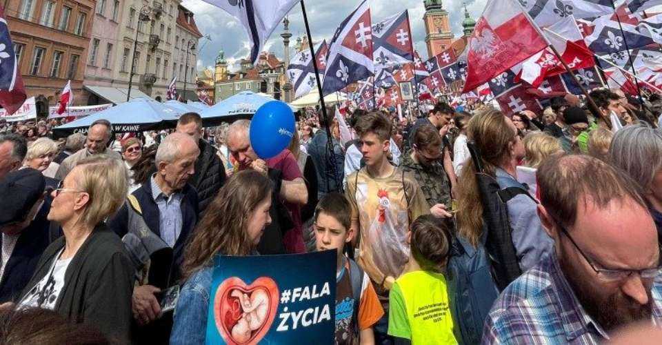 Participants in the March for Life in Warsaw.