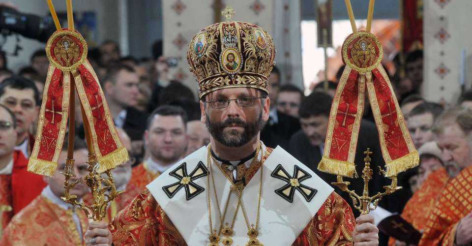 Major Archbishop Sviatoslav Shevchuk takes part in his enthronement ceremony as the head of the Ukrainian Greek Catholic Church at the Patriarchal Cathedral in Kiev on March 27, 2011. 