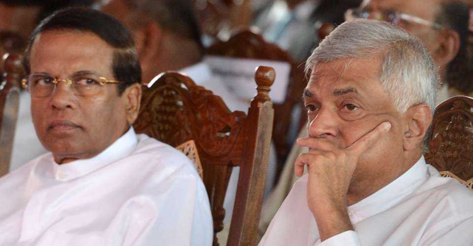 Former president Maithripala Sirisena (left) with the then Prime Minister Ranil Wickremesinghe at a function in Jaffna on Oct. 17, 2019. 
