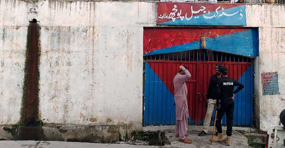 Pakistan-controlled Kashmir policemen investigate after the detainees' prison break in Poonch district jail in Rawalakot city, about 110 kilometers (68 miles) south of Muzaffarabad, the capital of Pakistan-administered Kashmir, on June 30.